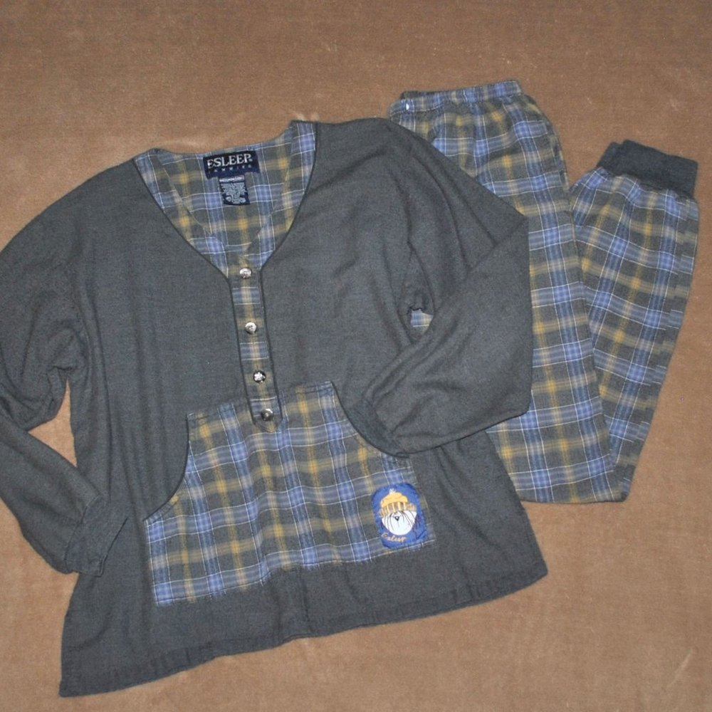 Vintage Esleep Mens Pajamas Size Medium Shirt & Pants Sleepwear Set
